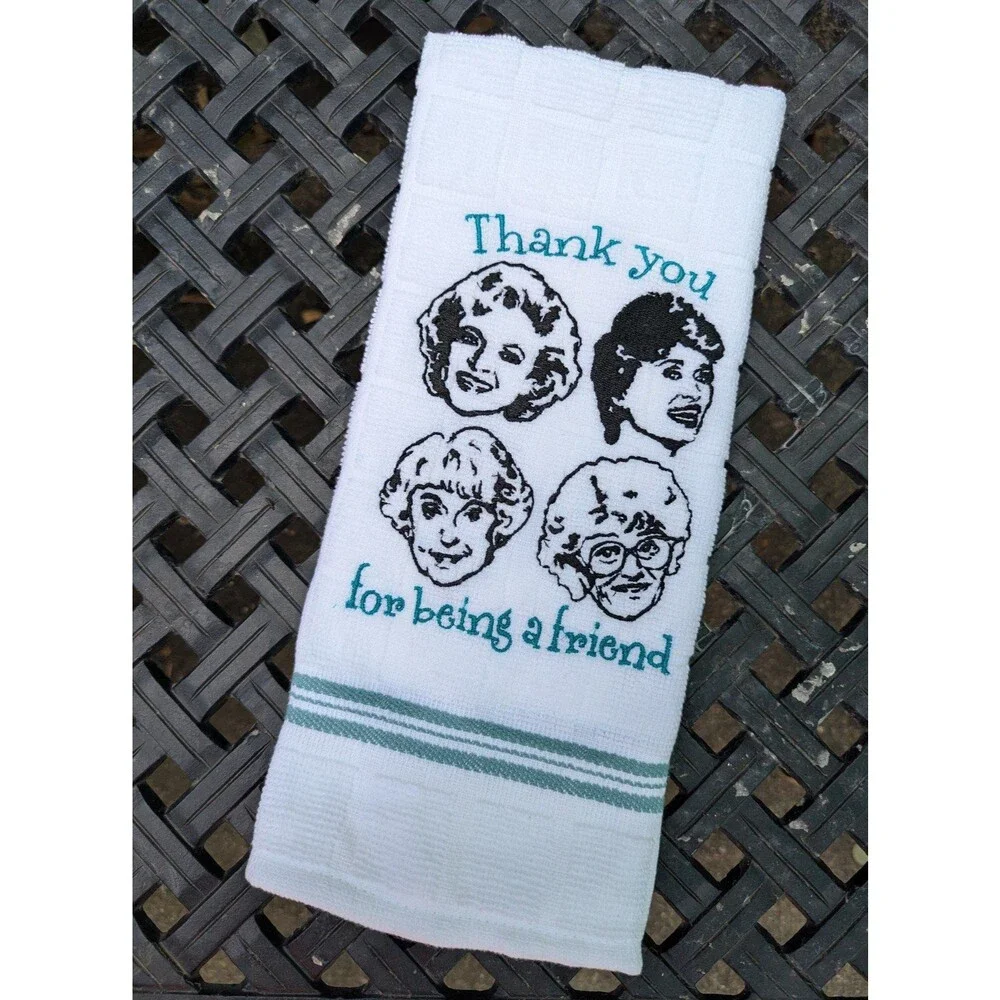 Golden girls embroidered kitchen set. Hot pad/ trivet kitchen towel, oven mitt